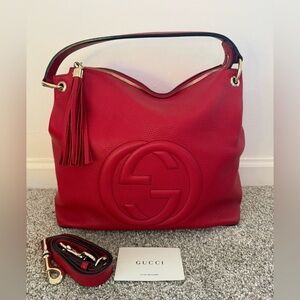 Gucci Large Calfskin Pebbled SoHo Convertible Hobo Bag, EUC